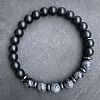 Natural Labradorite & Matte Black Obsidian Round Beads Stretch Bracelets for Men Women LS-UT1293-4-1