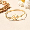 304 Stainless Steel Flat Round Link Bangles for Women BJEW-R014-01G-03-2