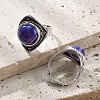 Natural Banded Agate Adjustable Rings G-P560-03AS-09-2