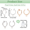 SOFPLATE 30Pcs 3 Colors Brass Clip-on Hoop Earring Findings KK-SP0001-23-2