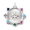 Eco-Friendly Brass Micro Pave Colorful Cubic Zirconia Pendants ZIRC-C027-06P-02-RS-1