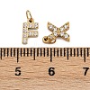 26Pcs 304 Stainless Steel Micro Pave Clear Cubic Zirconia Charms STAS-G359-08G-3