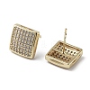 Square Brass Micro Pave Cubic Zirconia Stud Earrings EJEW-G371-11G-2