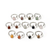 Gemstone Antler Adjustable Rings RJEW-G264-02P-1