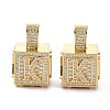 Alphabet Brass Micro Pave Clear Cubic Zirconia Pendants ZIRC-O045-01G-K-2