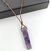 Natural Amethyst Rectangle Pendant Necklaces FS-WGC5719-01-1