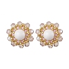 Flower Glass Seed Beaded with Natural Mashan Jade Stud Earrings for Women EJEW-MZ00208-02-3