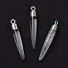 Natural Quartz Crystal Brass Pointed Pendants G-B025-02P-04-2