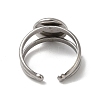 Non-Tarnish 304 Stainless Steel Cuff Ring Settings STAS-E202-02B-P-4
