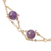 3Pcs Natural Gemstone Round Beads Link Bracelets for Women BJEW-JB12149-5