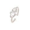 Brass Micro Pave Cubic Zirconia Cuff Open Rings for Women RJEW-C153-04P-6