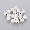 Silver Color Plated Round Textured Beads for Jewelry Making X-EC226-S-1