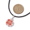 Flower Glass Seed Beads & Acrylic Pendant Necklaces NJEW-MZ00044-02-3