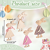 Globleland 4 Sets 2 Style Wood Easter Bunny Pendant Decoration HJEW-GL0001-02-2