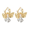 Butterfly Cubic Zirconia Stud Earrings EJEW-A113-01G-1