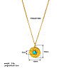 Vintage Stainless Steel Pave Synthetic Turquoise Flat Round Pendant Necklaces for Women QF4931-3-1