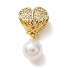 Brass Micro Pave Clear Cubic Zirconia & ABS Imitation Pearl Pendants CU-CBA0A9C-01G-1