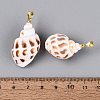 Brass & Natural Spiral Shell Pendants SHEL-Q029-16KCG-3