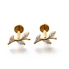 F136 Titanium Micro Pave Clear Cubic Zirconia Leaf Labrets AJEW-D302-02G-1