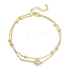 Brass Micro Pave Clear Cubic Zirconia Key Link 2-Strand Bracelets KK-CBA6980-20G-4
