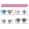 SUPERFINDINGS 40Pcs 4 Style Rack Plating Rainbow Color Alloy Beads FIND-FH0004-34-2