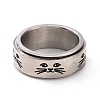 Black Enamel Cat Rotating Fidget Band Ring RJEW-I089-04P-2