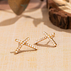 Elegant Crossed Brass & Imitation Pearl Stud Earrings for Women NB4080-1