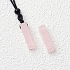 Natural Rose Quartz Cuboid Pendant Black Cotton Cord Necklaces FS-WG3353C-05-1