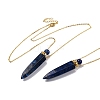 Dyed Natural Lapis Lazuli Bullet Shaped Perfume Bottle Pendant Necklaces G-B089-02G-09-1