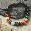 Natural Shell & Mixed Gemstone Round Beaded Stretch Bracelet BJEW-JB09359-2