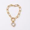 Brass Glass Locket Charm Paperclip Chain Bracelets WGA7A33-01-1