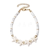 Synthetic Turquoise & Plastic Pearl Beads Link Bracelets for Women BJEW-JB11286-02-2