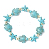 Synthetic Turquoise Beaded Stretch Bracelets for Men Women BJEW-JB11762-02-2