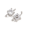 Brass Pave Clear Cubic Zirconia Flat Round Connector Charms KK-H538-21B-P-2