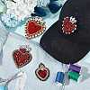 GOMAKERER 8Pcs 4 Style Sacred Heart Glass Rhinestone Appliques PATC-GO0001-03-4