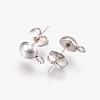 Non-Tarnish 201 Stainless Steel Stud Earring Findings STAS-F166-02P-2