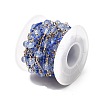Brass Hexagonal Column Glass Seaded Beaded & Resin Round Beaded Link Chains CHC-G026-01E-3
