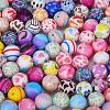 Christmas Printed Round with Snowflake Pattern Silicone Focal Beads LS-SI-JX0056A-124-4