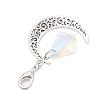 Alloy Moon & Glass Pendant Decorations HJEW-JM02689-07-4