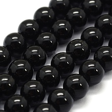 Natural Black Tourmaline Beads Strands G-G763-01-4mm-AB