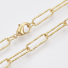 Brass Textured Paperclip Chain Necklace Making MAK-S072-02A-G