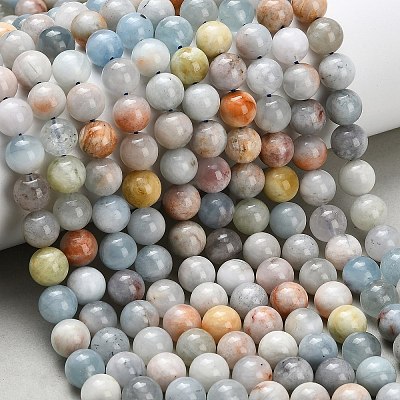 Natural Aquamarine Beads Strands G-F591-29A-8mm-1