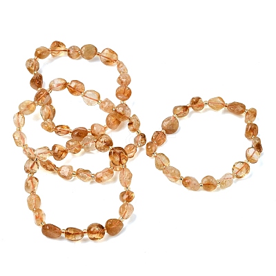 Heated Natural Citrine Beaded Stretch Bracelets GG-CBA05D5-02B-10-1