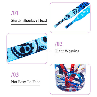 4 Pairs 4 Colors Flower Pattern Polyester Shoelaces FIND-TA0010-30-1