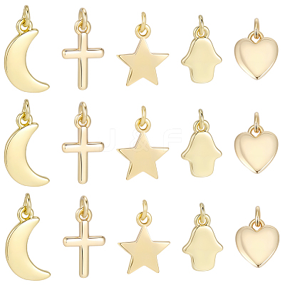 20Pcs 5 Styles Brass Pendants KK-BBC0025-51-1