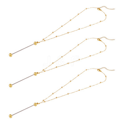 4Pcs Brass Round Ball Cable Chain Necklace Making NJEW-TAC0019-1