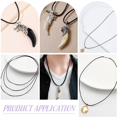 6Pcs 3 Styles Black Waxed Cord Necklace Making AJEW-UN0002-31-1
