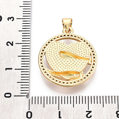 Brass Micro Pave Clear Cubic Zirconia Pendants KK-N268-63G-1