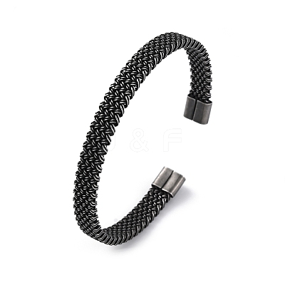 316 Surgical Stainless Steel Cuff Bangles for Men BJEW-P319-05A-B-1