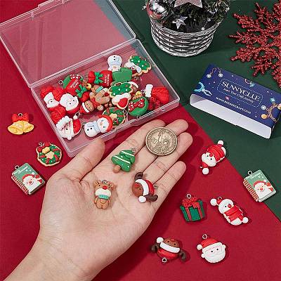 32Pcs 16 Styles Opaque Resin Pendants RESI-SC0002-50-1